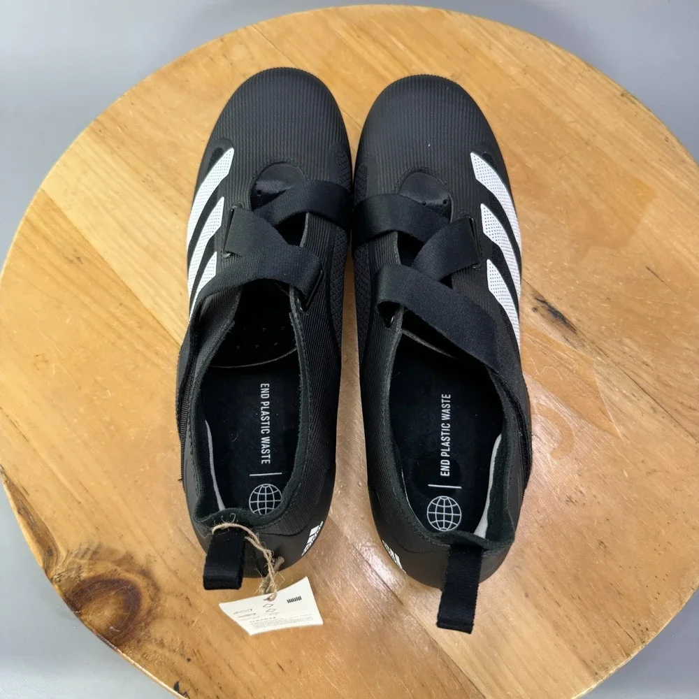 Adidas The Indoor Mens Size‎ 9.5 Cycling Bike Shoes Core Black White 3-Bolt NEW